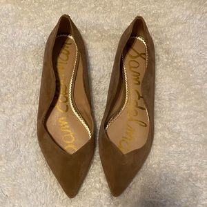 Sam Edelman Riza Rich Tan Suede Leather Point Toe Flats Size 12